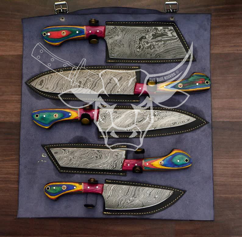 EBK-37 — Prismwood Damascus Chef Roll Set