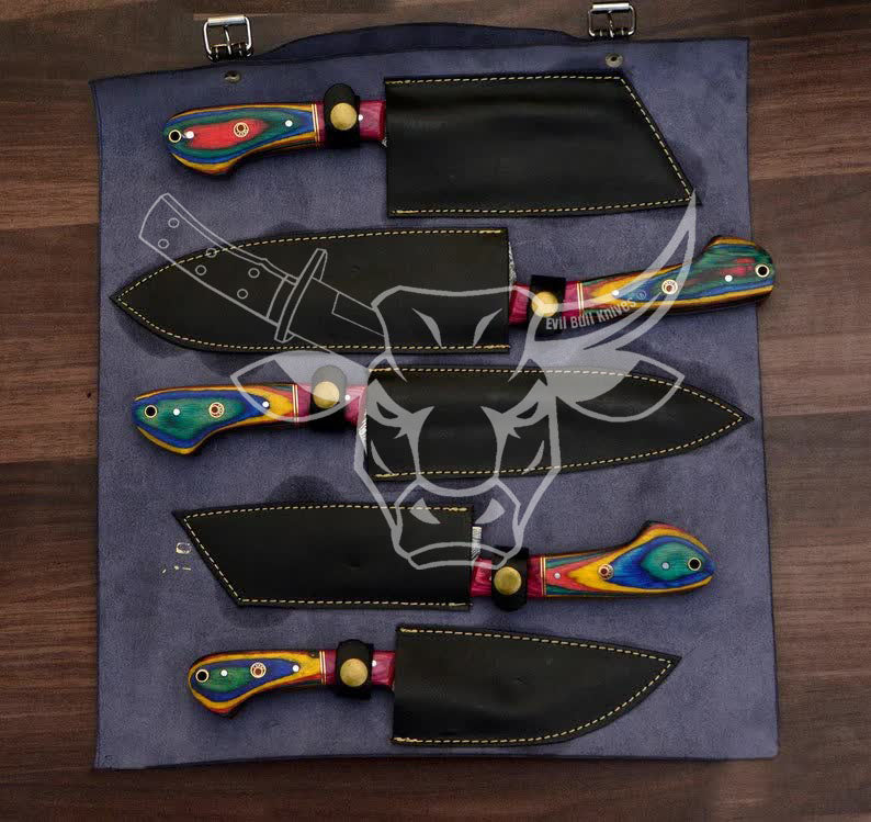 EBK-37 — Prismwood Damascus Chef Roll Set