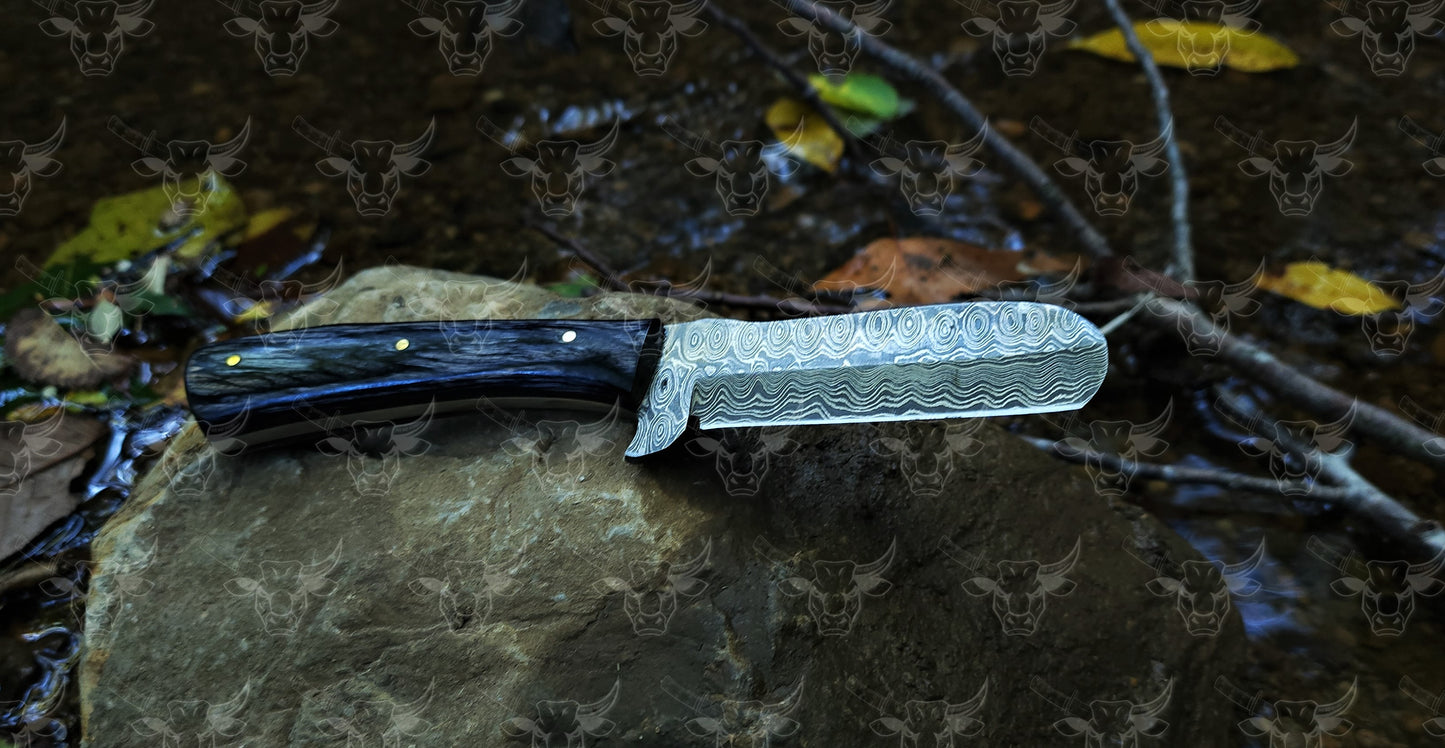 EBK-06 Damascus steel Bullcutter knife , handforged knife