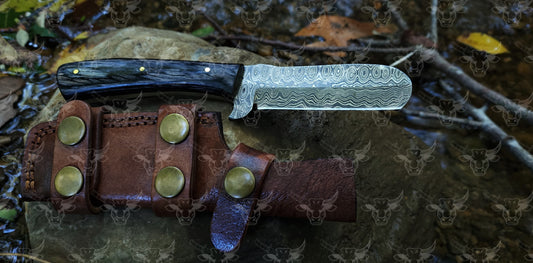 EBK-06 Damascus steel Bullcutter knife , handforged knife