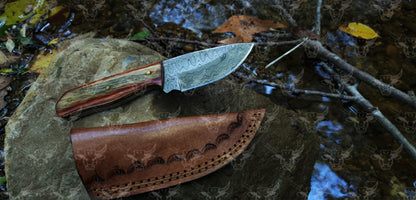 EBK-03 Damascus steel Olive Wood Handle Skinner knife