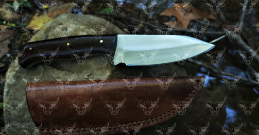 EBK-02 D2-Steel hunting knife, bull horn handle , fixed blade knife