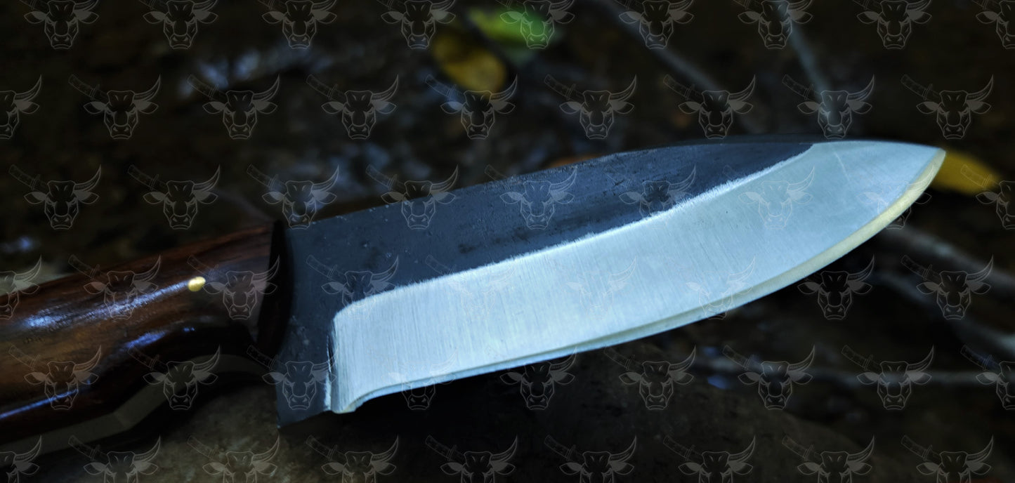 EBK-17 handmade knife, forged steel rose wood handle