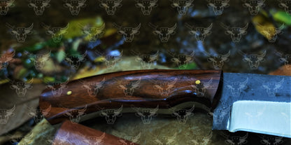 EBK-17 handmade knife, forged steel rose wood handle