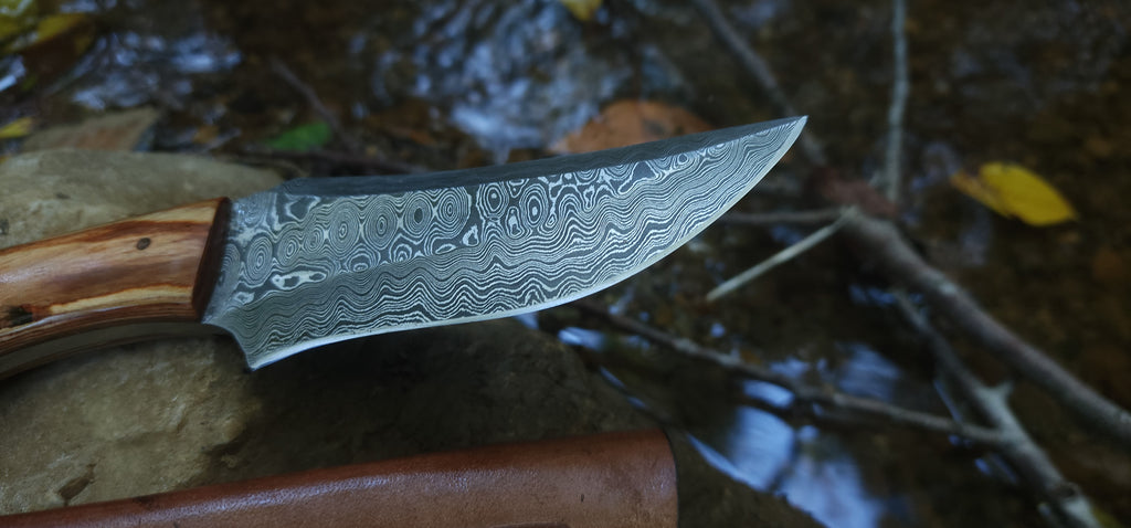 EBK-09 Damascus Steel Olive Wood Handle Knife