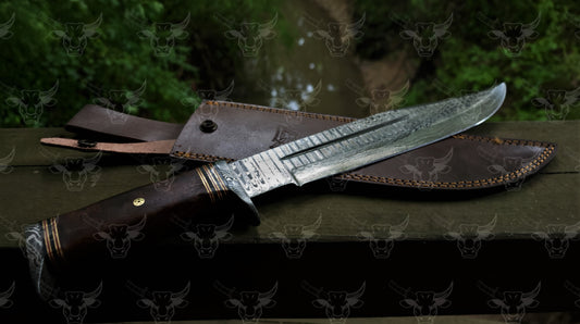 EBK-04 Damascus knife, Damascus Fixed Blade ,Hunting knife , Bushcraft knife Damascus steel knife, Camping knife Walnut Wood, gift for him
