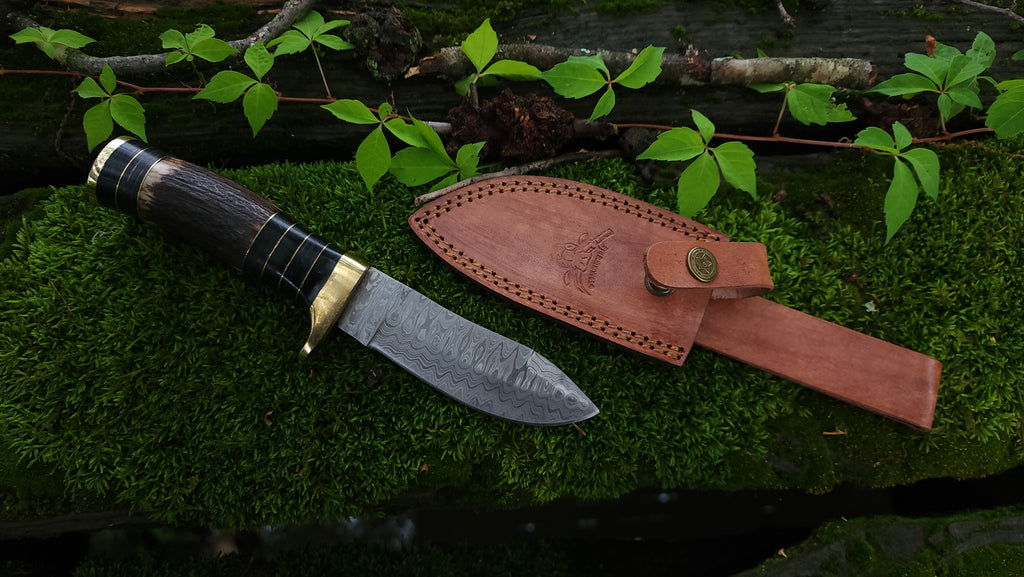 EBK-10 Damascus Steel Stag Handle Knife
