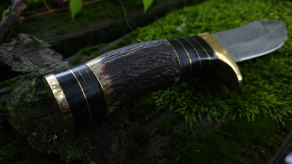 EBK-10 Damascus Steel Stag Handle Knife