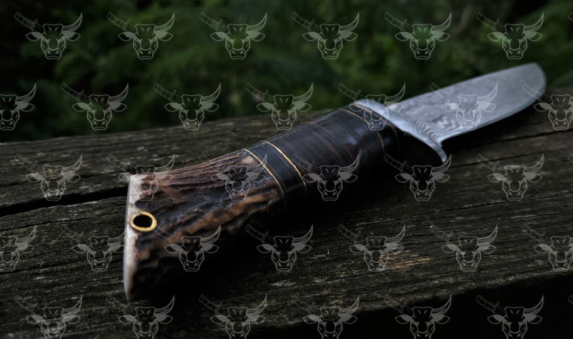 EBK-05 Damascus knife, Hunting knife with sheath, fixed blade Camping –  Evilbullknives