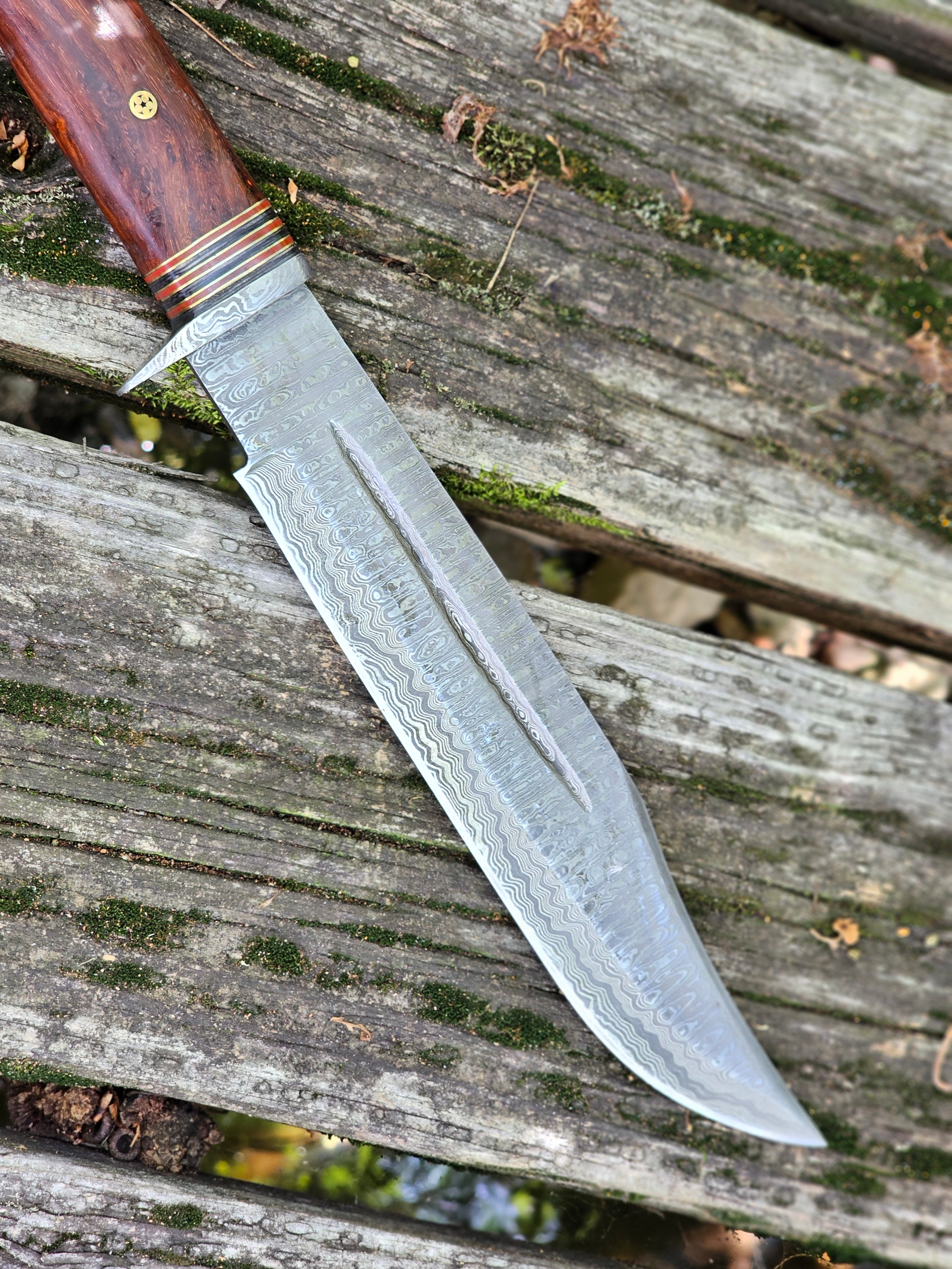 EBK-04 Rose Wood Handle Damascus Hunting Knife