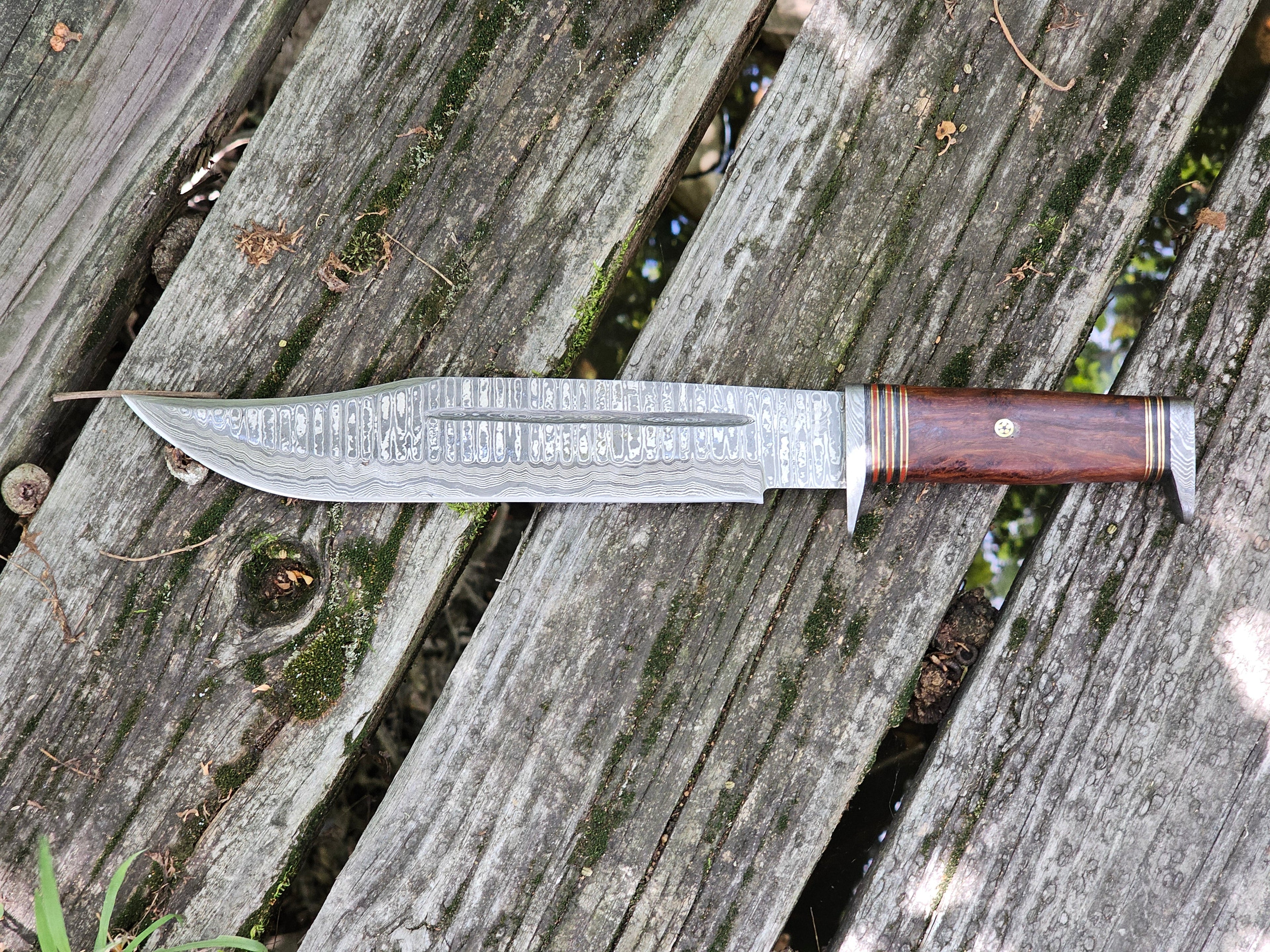 EBK-04 Rose Wood Handle Damascus Hunting Knife