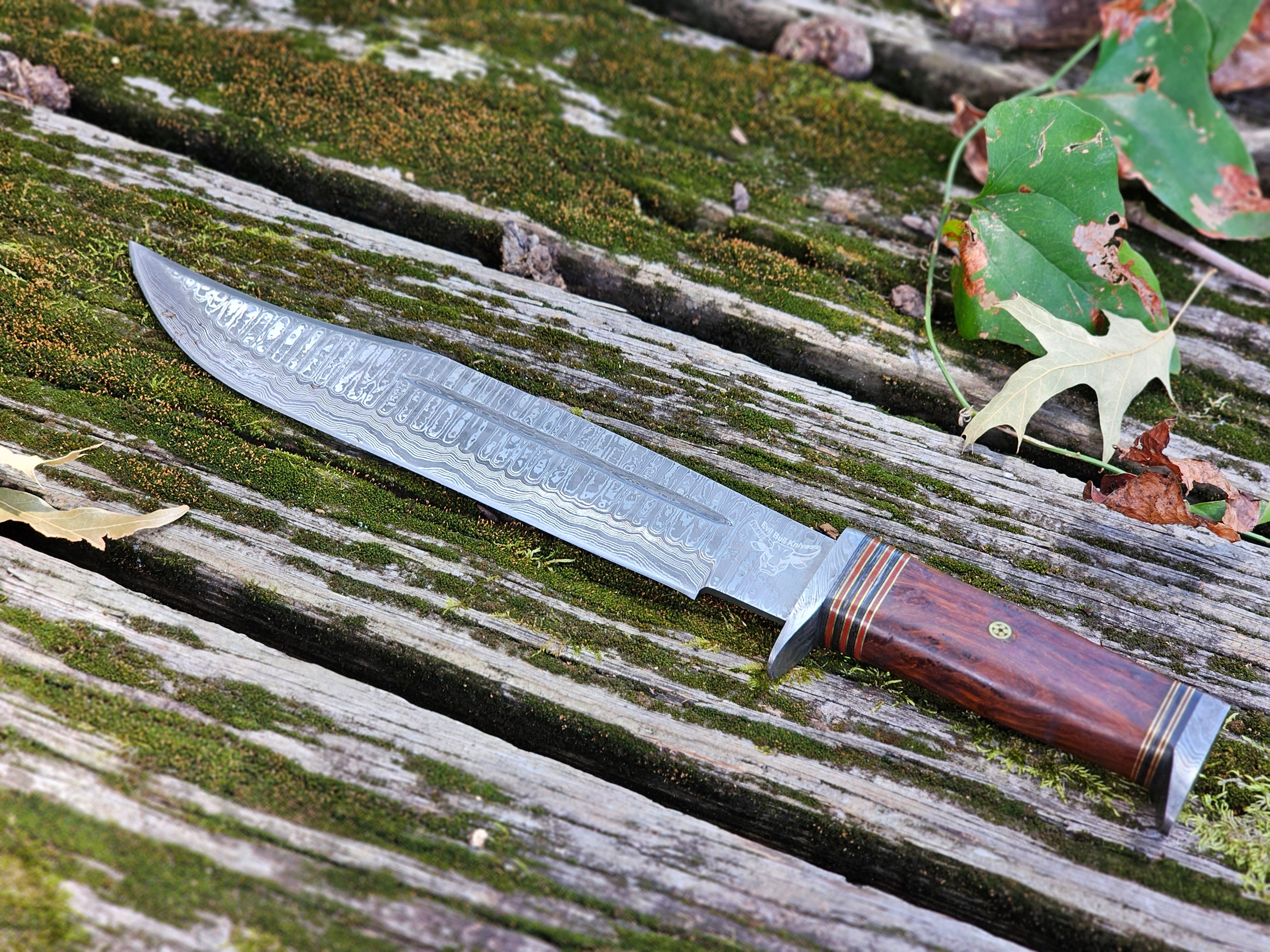 EBK-04 Rose Wood Handle Damascus Hunting Knife