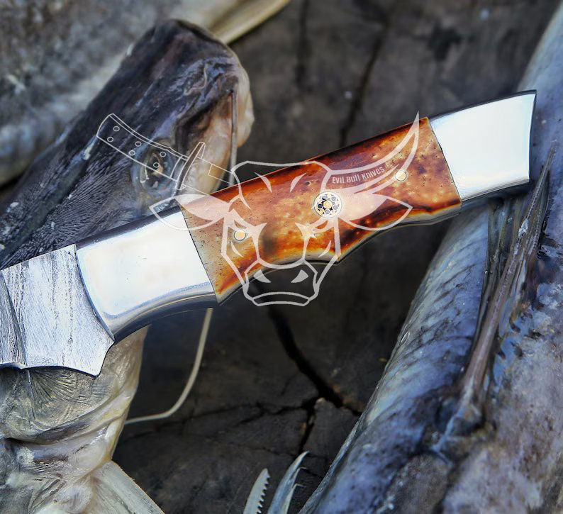 EBK-29 Fillet Fishing Knife Damascus Steel with Flexible Blade – Personalized Chef’s Gift For Kitchen and Outdoors Use – Sacred Blade Christmas Gift For Him