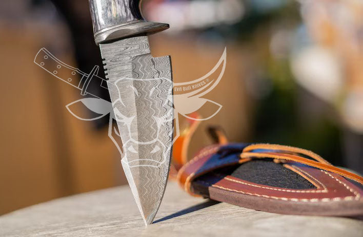 EBK-27 Handmade Damascus Knife Wood Handle Birthday Gift Fix Blade Knife Groomsmen Gift Anniversary Wedding Personalized Gift for Men Christmas Gift for him