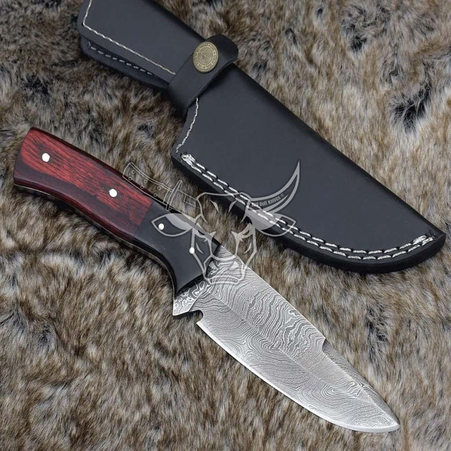 EBK-162 Custom Handmade Damascus Hunting Knife With Awesome Leather Sheath Father Day Gift ,Birthday Gift ,Christmas Gift For Him