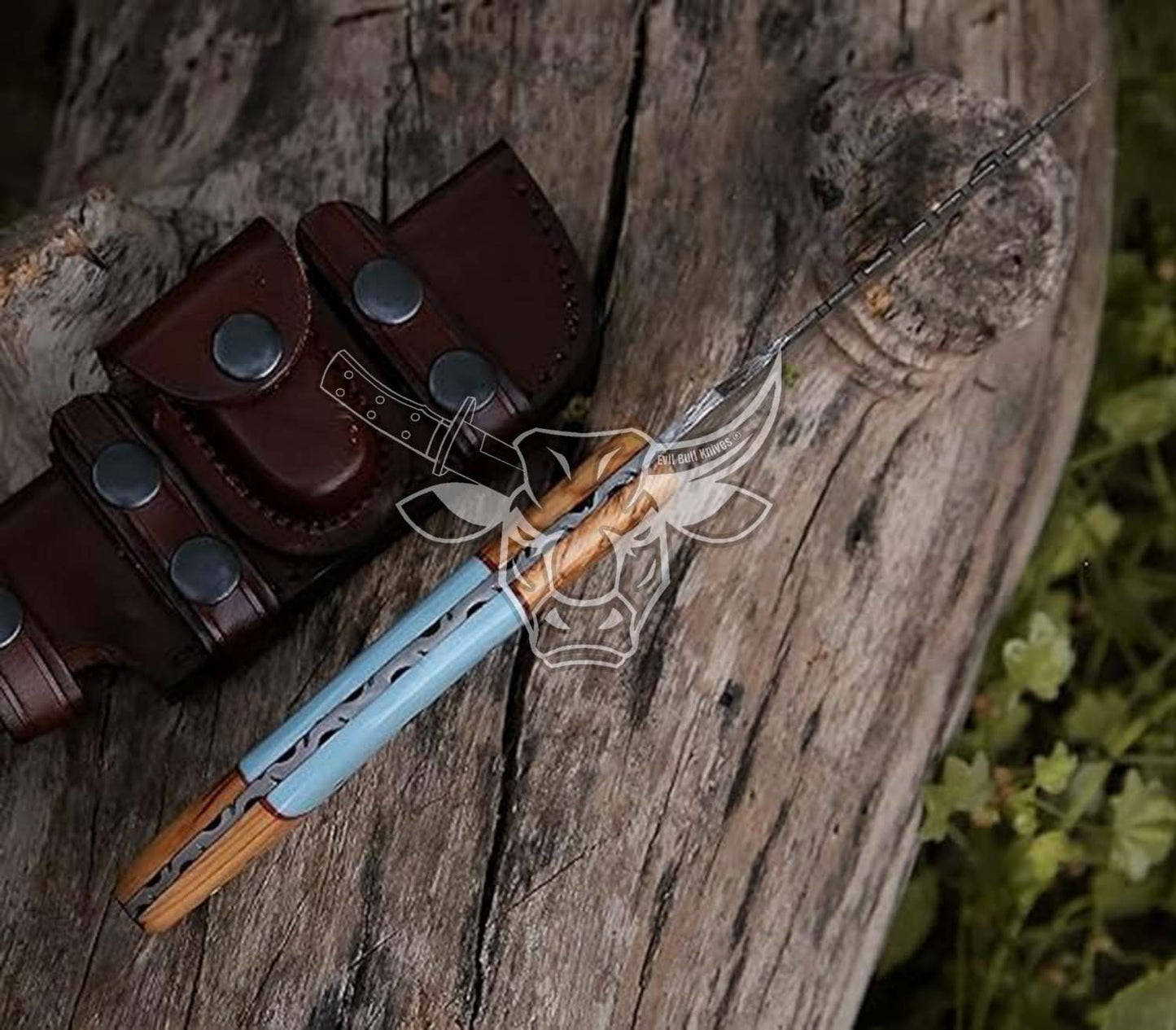 EBK-136 Custom Handmade Damascus Hunting knife Fixed Blade Hunting Knife With Sheath Christmas Gift for Him