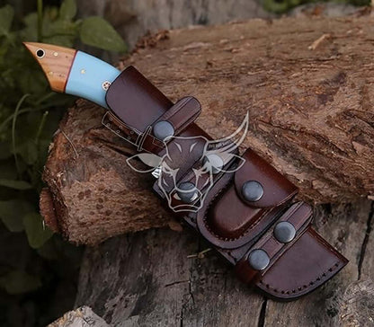EBK-136 Custom Handmade Damascus Hunting knife Fixed Blade Hunting Knife With Sheath Christmas Gift for Him