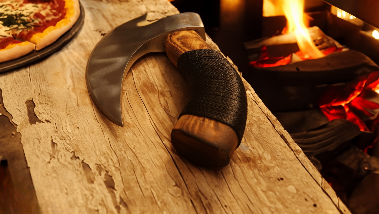 EBK-01 Leather Handle Viking Pizza Axe/Cutter