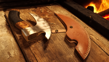 EBK-01 Leather Handle Viking Pizza Axe/Cutter