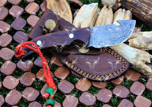 EBK-25 Multifunction knife HAndmade Damscus steel knife, Custom forged knife, Guthook blade wood handle