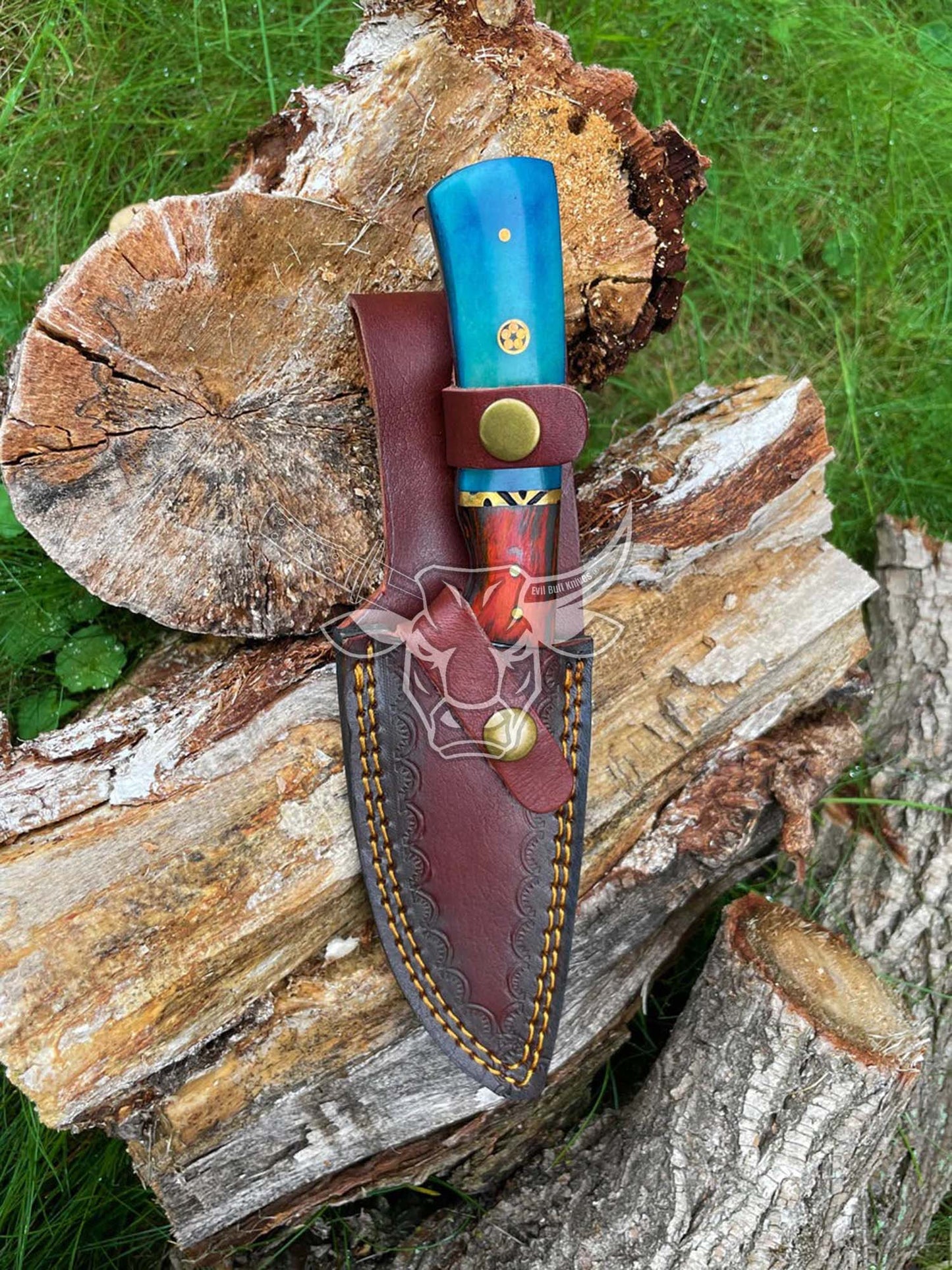 EBK-110 Custom Handmade Damascus Hunting Drop Point Knife Christmas Gift For Him