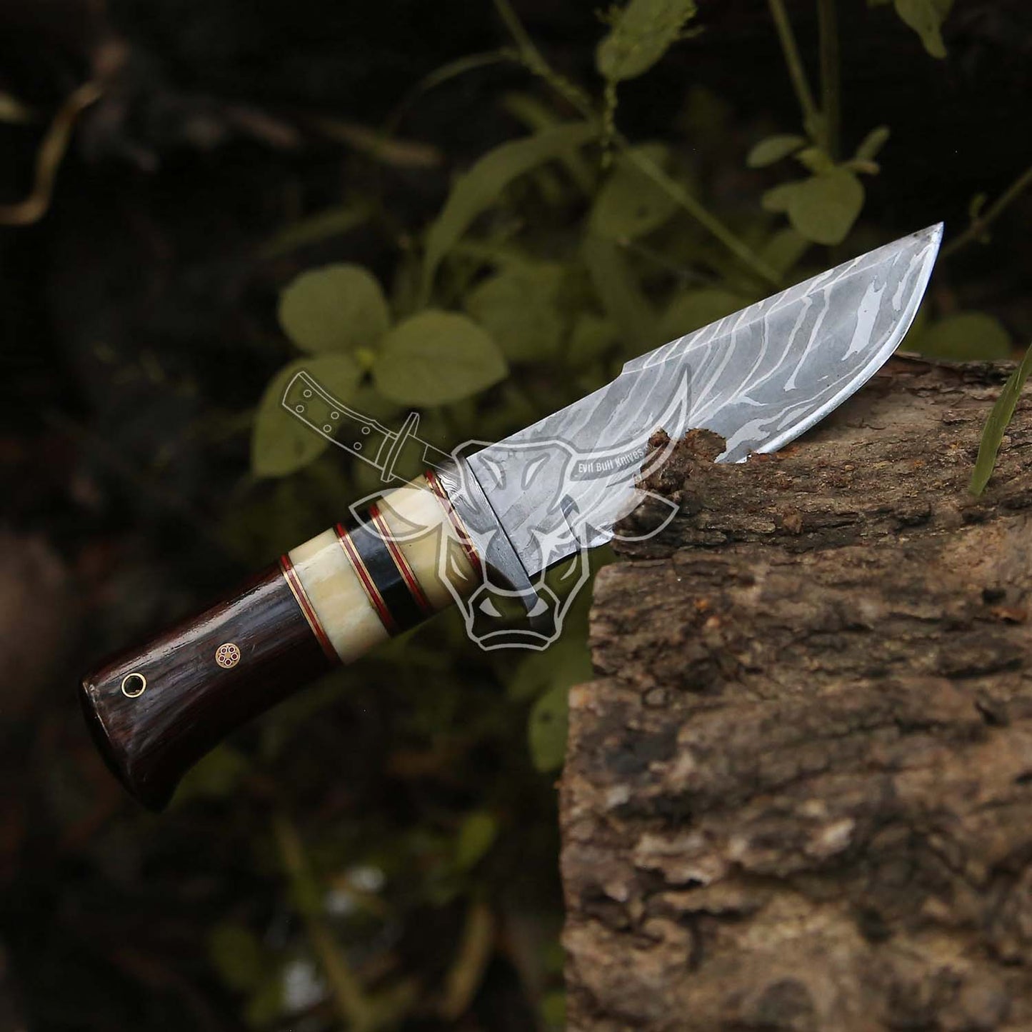 EBK-125 Custom Handmade Damascus Hunting Knife Bone With Wenge Wood Christmas Gift For Him