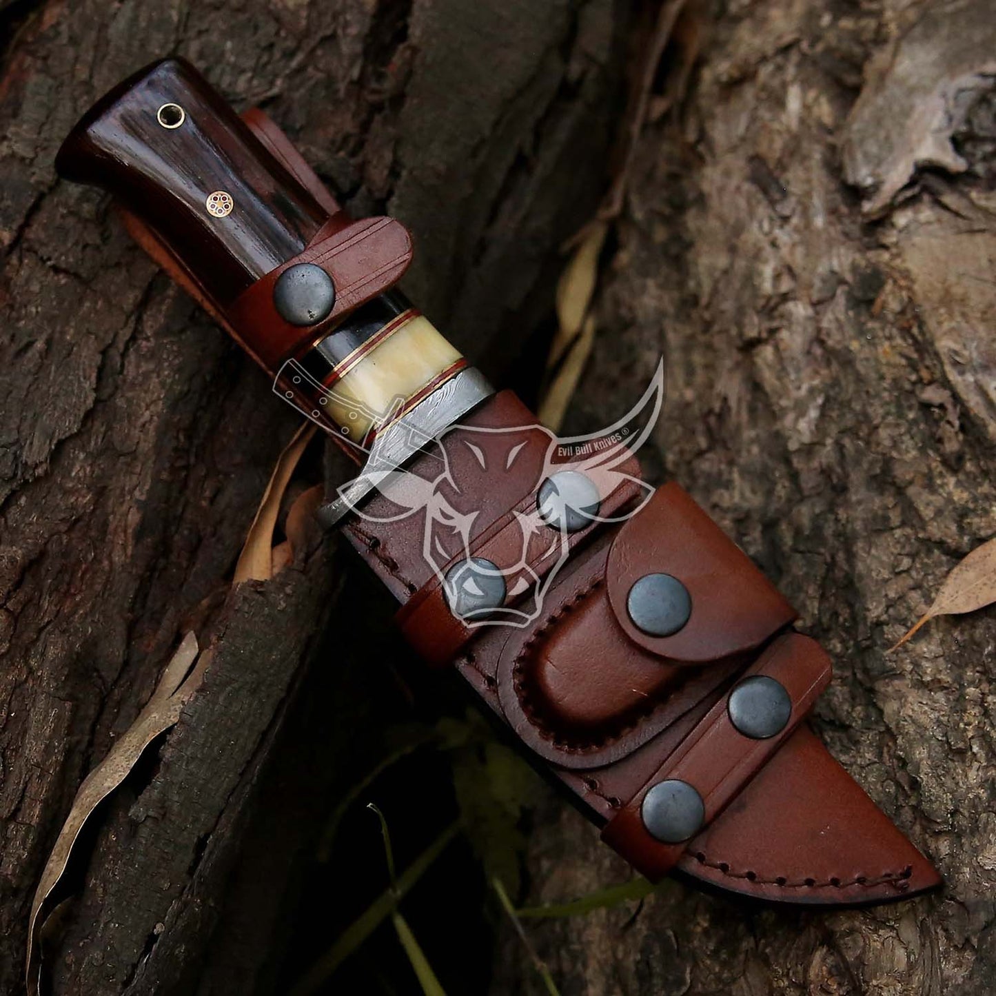 EBK-125 Custom Handmade Damascus Hunting Knife Bone With Wenge Wood Christmas Gift For Him