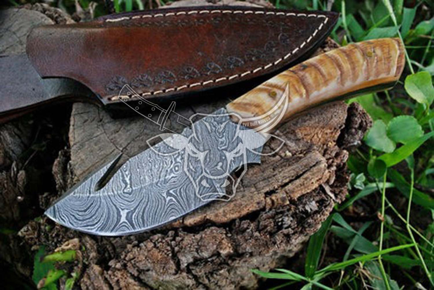 EBK-93 Custom Handmade Damascus Hunting Knife Anniversary Gift ,Birthday Gift , Groomsmen Gift , Christmas Gift For Him