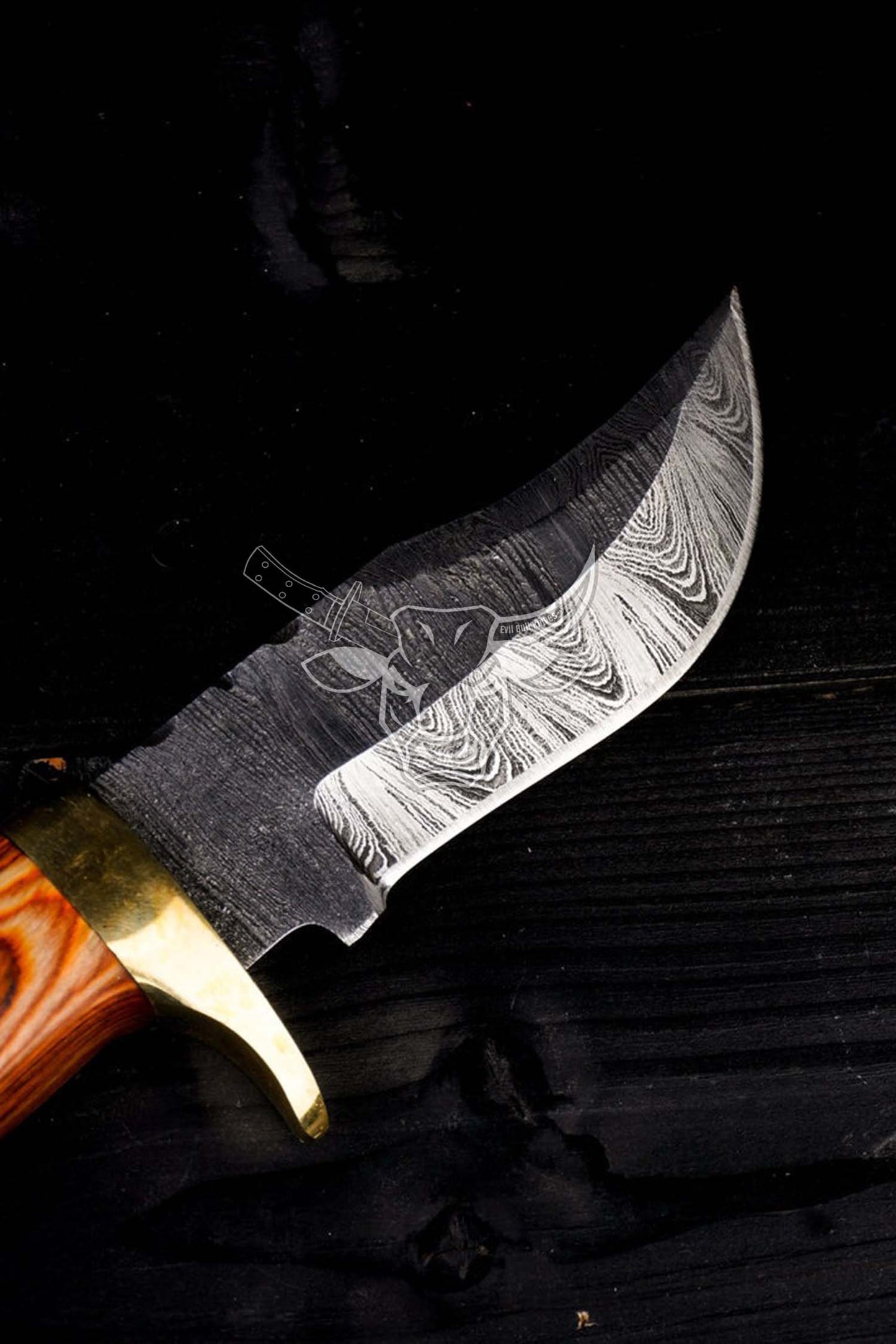 EBK-70 Hand Made Damascus Steel - Knife with Wood and Camel Bone Handle , anniversary Gift, Birthday Gift, Christmas Gift For Him