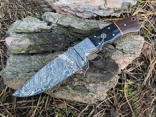 EBK-123 Buffalo Horn Damascus Steel Knife