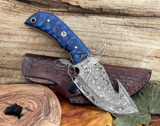 EBK-120 Damascus Steel Gut Hook Knife