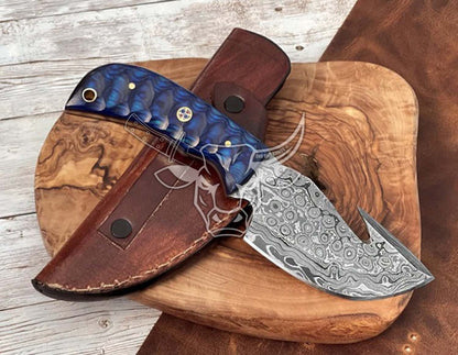 EBK-120 Damascus Steel Gut Hook Knife