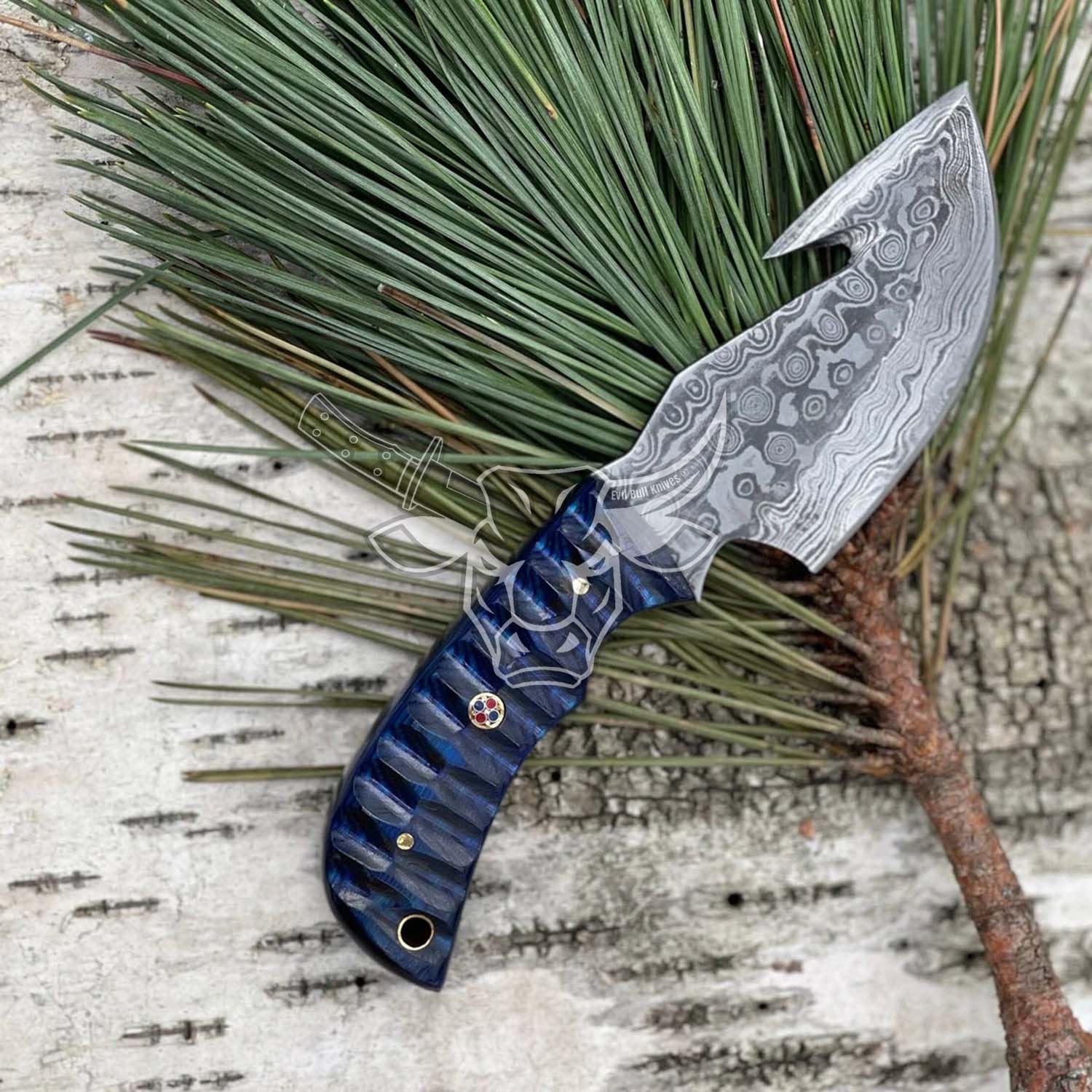EBK-120 Damascus Steel Gut Hook Knife