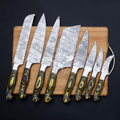 EBK-147 Custom HANDMADE Damascus Chef Set With Cow leather Sheath Anniversary Gift, Birthday Gift, Christmas gift For Him