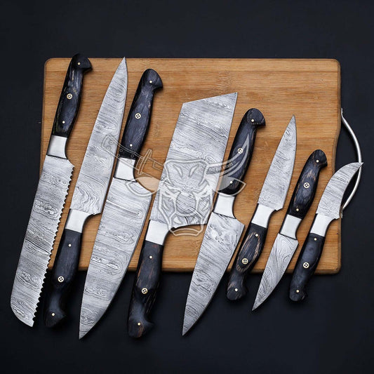 EBK-148 Custom Handmade DAMASCUS chef set 8PCS Anniversary Gift ,Birthday Gift, Christmas Gift For Him