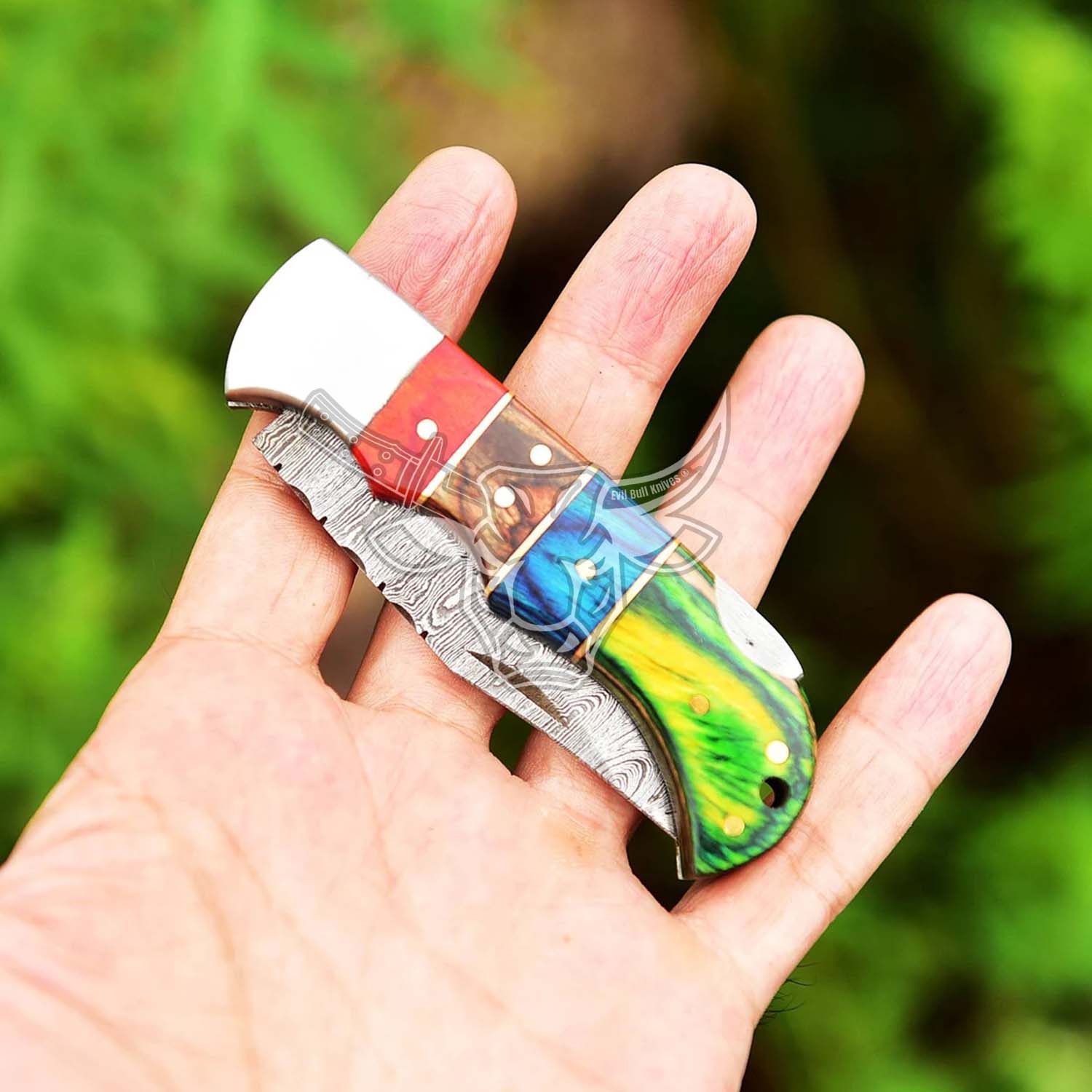 EBK-68 Custom Handmade Damascus Folding Pocket Knife Groomsman Gift ,Anniversary Gift, Christmas Gift For Him
