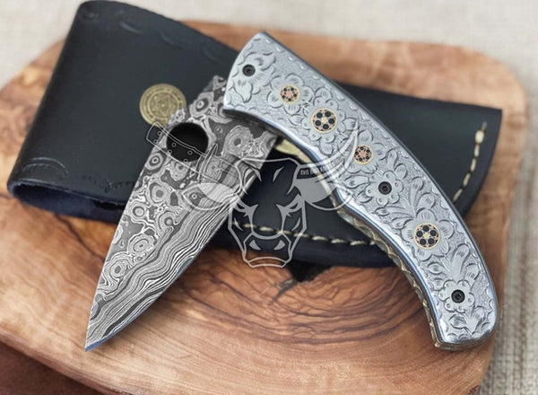 EBK-113 Hand Carved Damascus knife