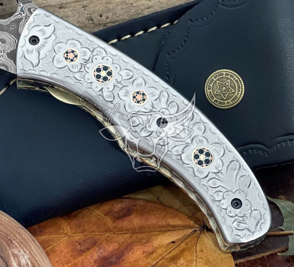 EBK-113 Damascus Steel Folding/Pocket Knife