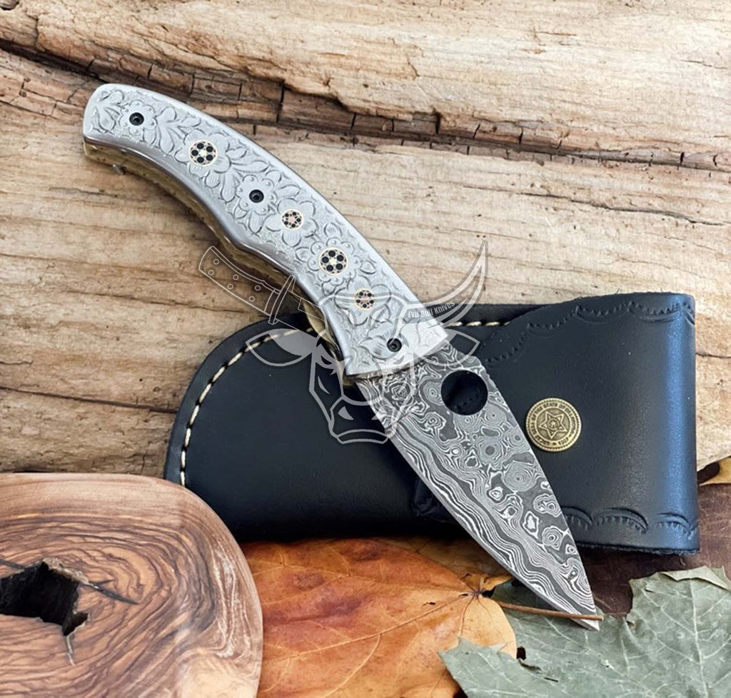 EBK-113 Damascus Steel Folding/Pocket Knife