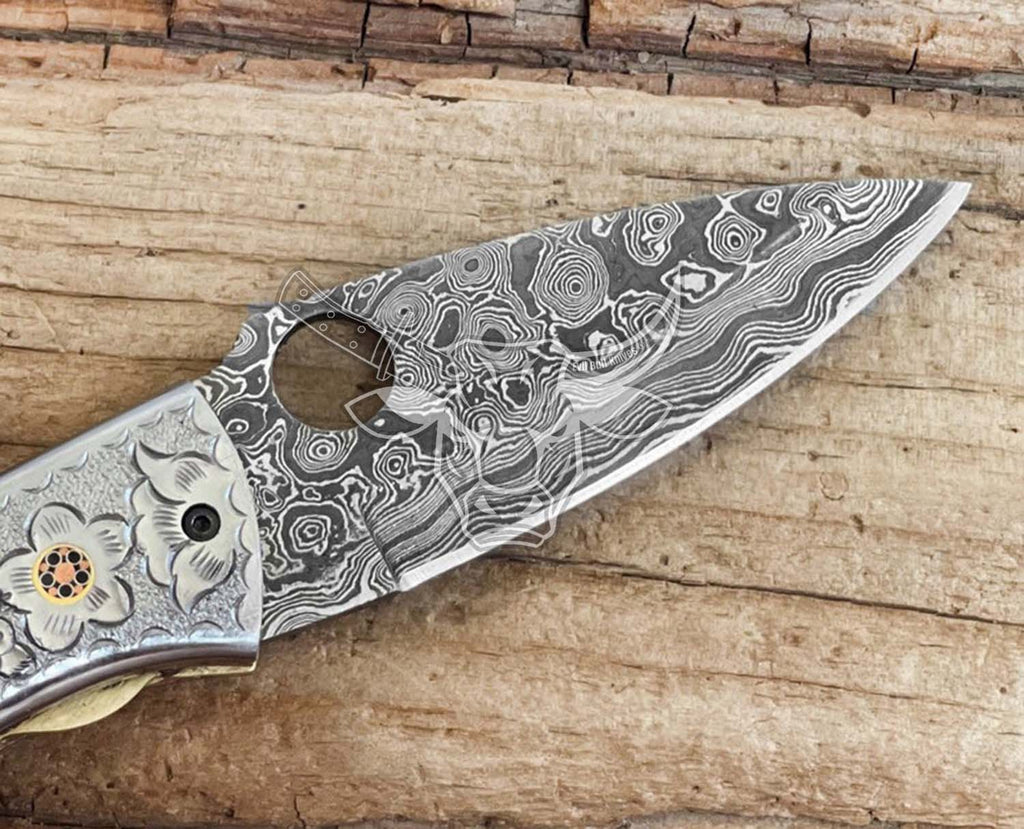 EBK-113 Damascus Steel Folding/Pocket Knife