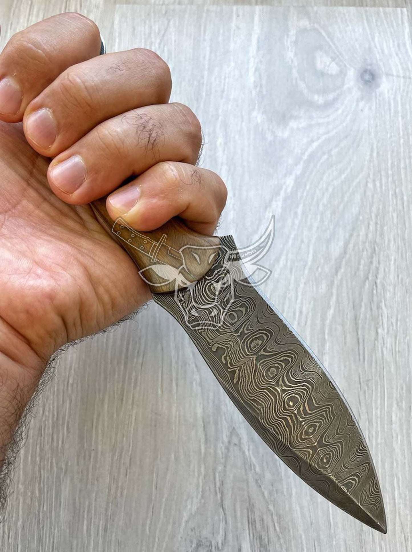 EBK-48 Custom Handmade Damascus Hunting knife With Wood Handle Best For Hunter USA Made Gift For Him