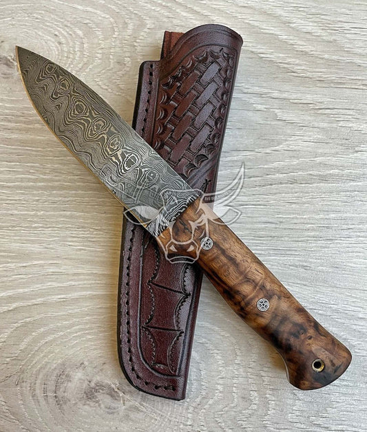 EBK-142 Custom Handmade Damascus Hunting Knife Anniversary Gift, Birthday Gift ,Christmas Gift For Him