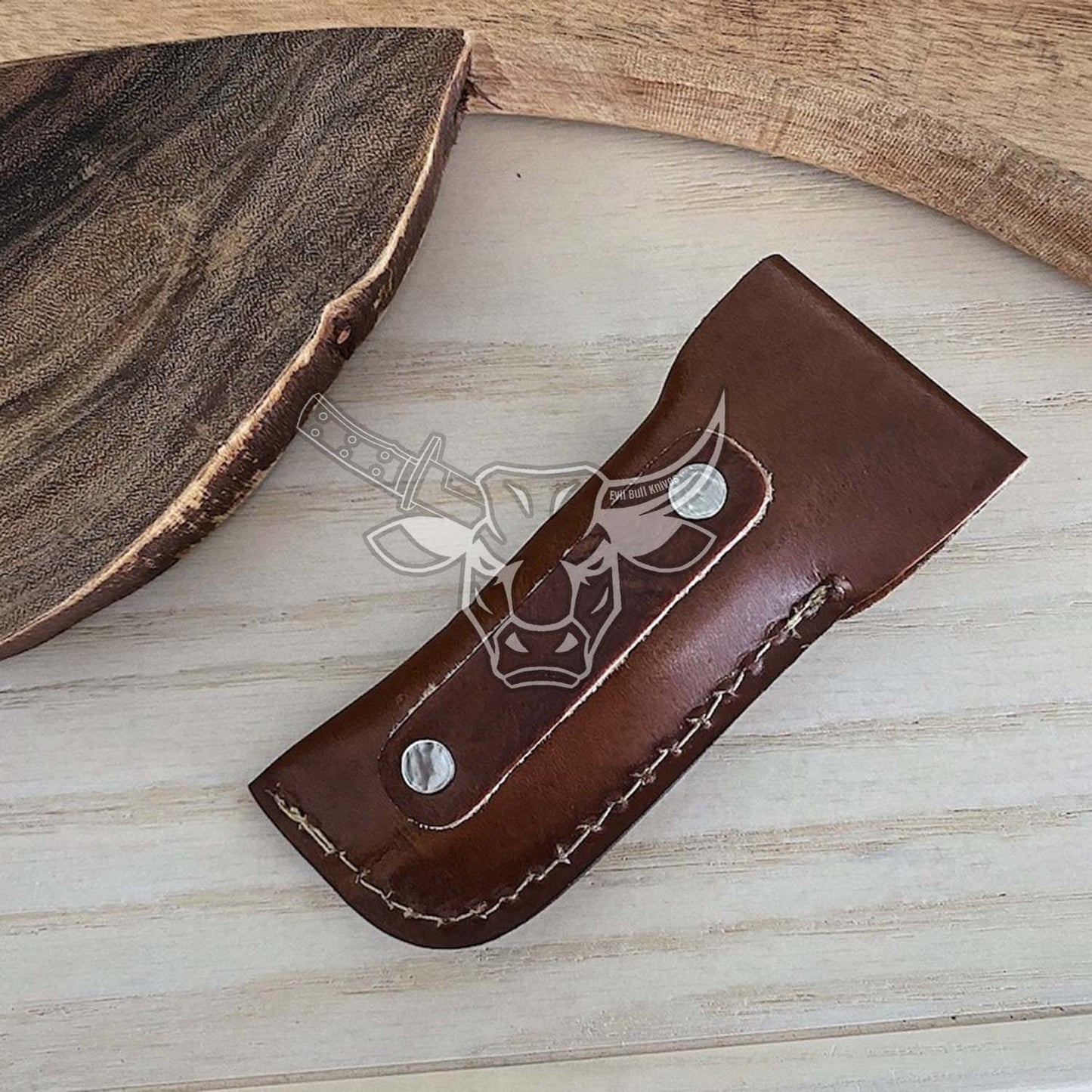 EBK-156 Custom Handmade Damascus Folding Pocket Knife With Leather Sheath Anniversary Gift Birthday Gift Christmas Gift For Him