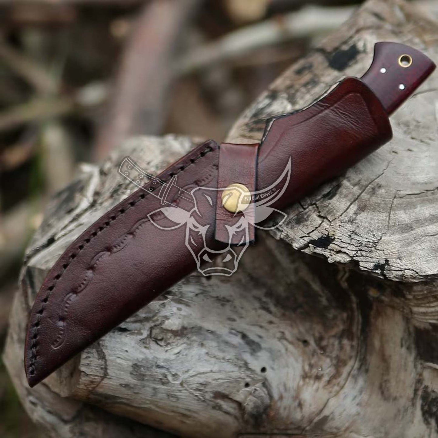 EBK-47 Handmade Damascus Hunting Camping Outdoor knife with Awesome leather Sheath Anniversary Gift, Christmas  Gift For Him