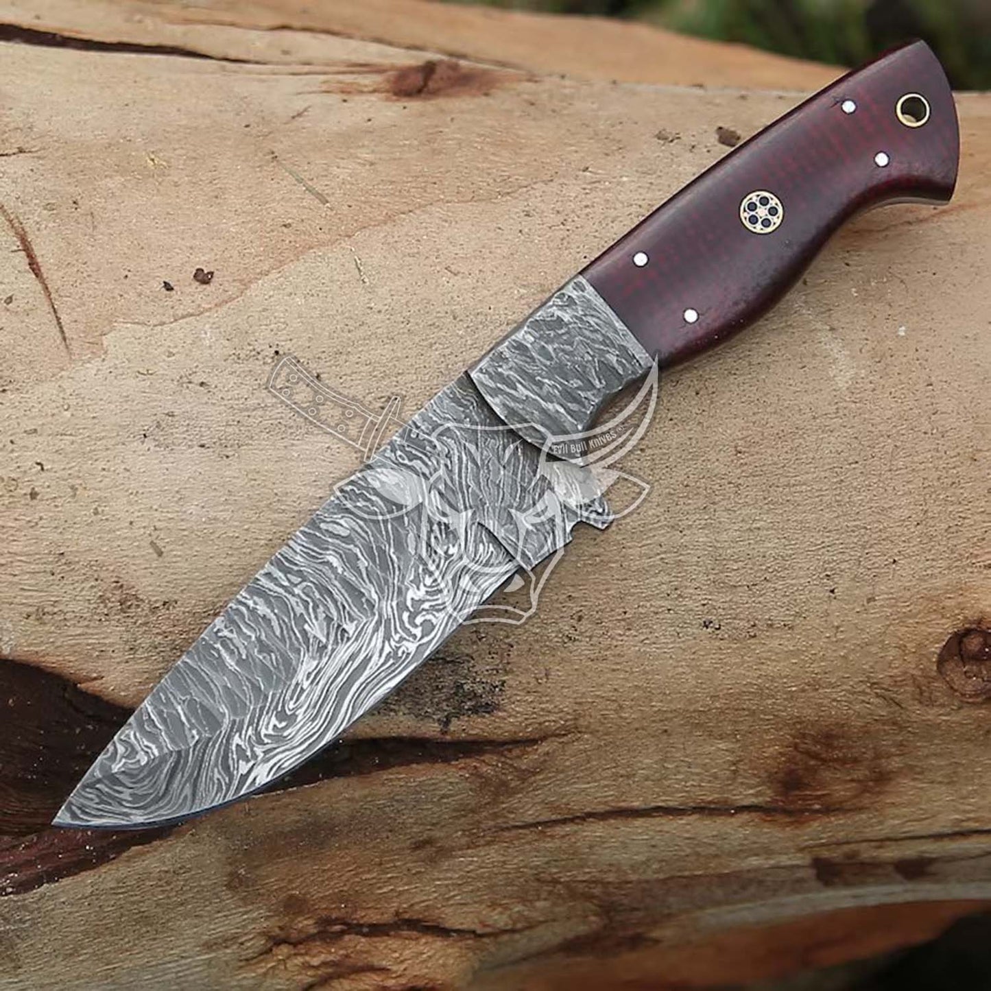 EBK-47 Handmade Damascus Hunting Camping Outdoor knife with Awesome leather Sheath Anniversary Gift, Christmas  Gift For Him