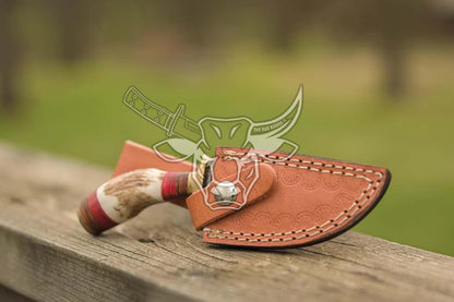 EBK-45 Custom FORGED DAMASCUS Steel Hunting Knife Stag With Brass Guard Handle Anniversary Gift , Christmas Gift For Him