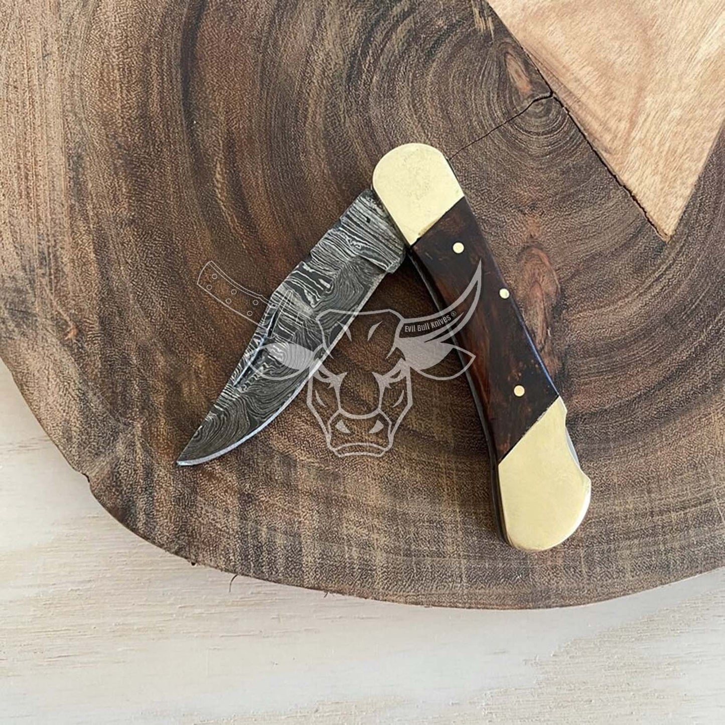 EBK-158 Custom handmade Damascus Folding Pocket Knife Everyday Carry Anniversary Gift, Birthday Gift, Christmas Gift For Him