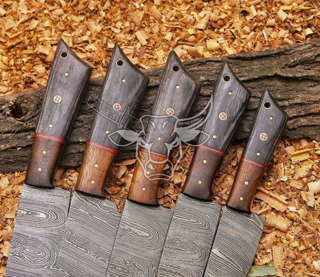 EBK-134 Custom Handmade Damascus 5 pcs  Chef Set Anniversary Gift, Birthday Gift,Christmas Gift For Him