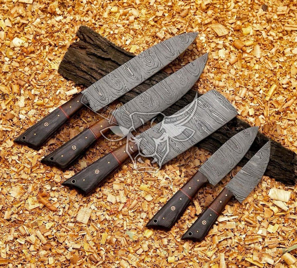 EBK-134 Custom Handmade Damascus 5 pcs  Chef Set Anniversary Gift, Birthday Gift,Christmas Gift For Him