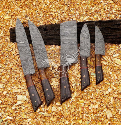 EBK-134 Custom Handmade Damascus 5 pcs  Chef Set Anniversary Gift, Birthday Gift,Christmas Gift For Him